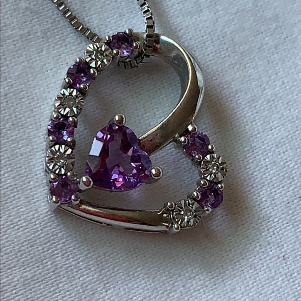 Amethyst and CZ sterling silver necklace